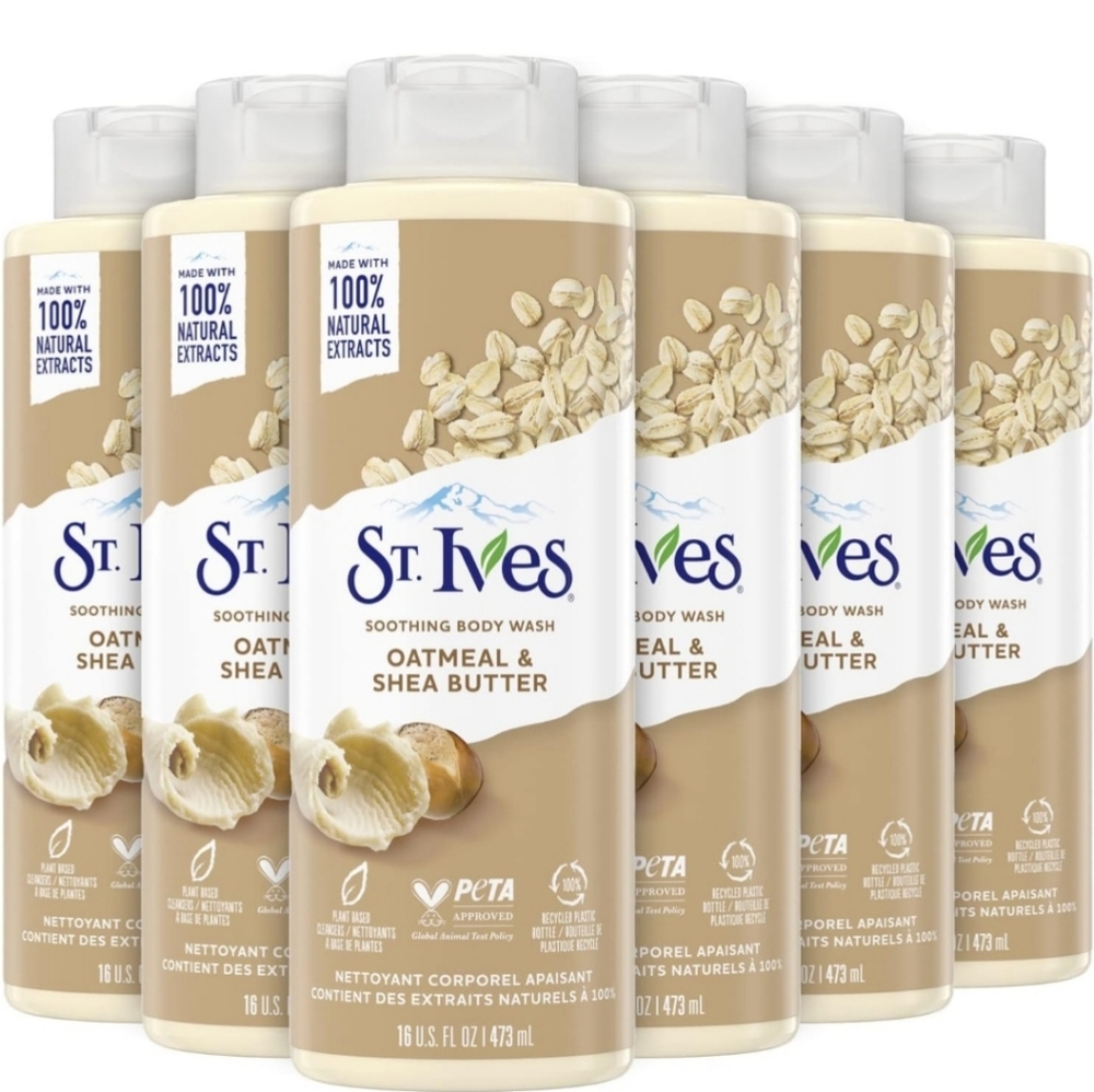 St.Ives Body Wash Soothing Moisturizing Cleanser with Oatmeal Shea Butter(6 Pack